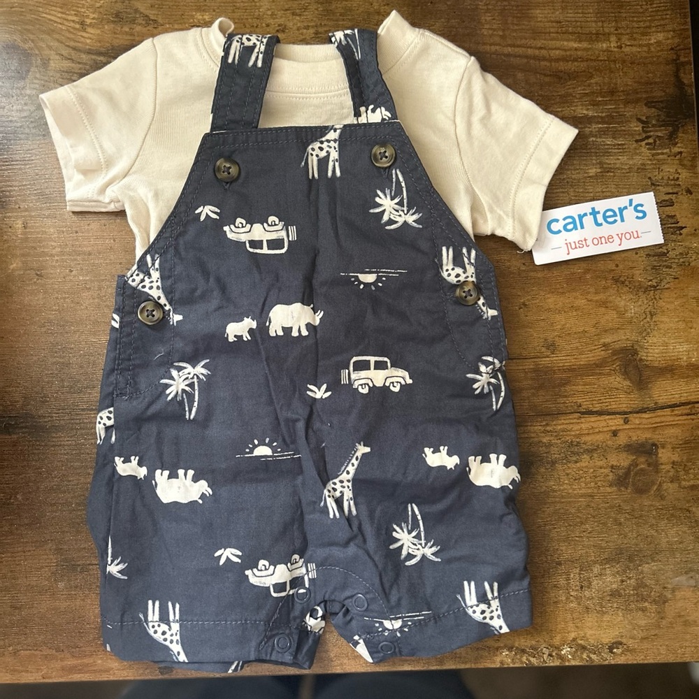 Carter's Blue Animal Print Overalls